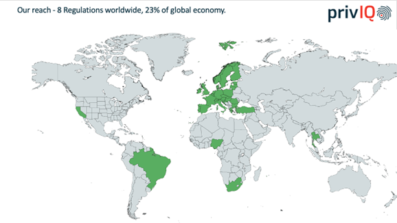 Data protection regulations coverage maps.