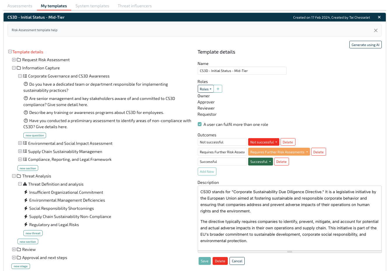 Risk Assessment Edit a template Risk Assessment Edit a template